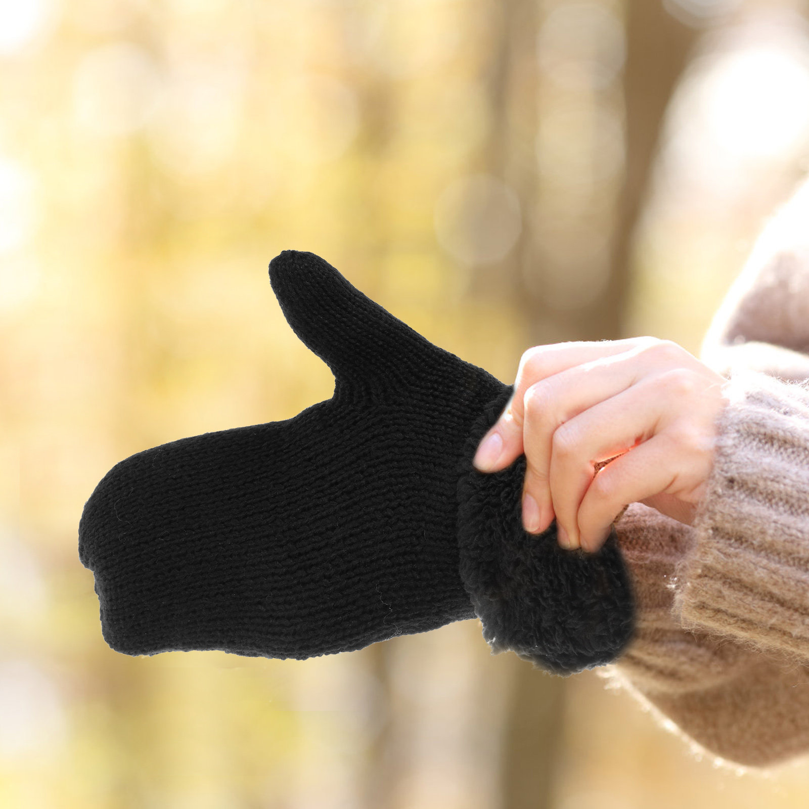 Outdoor Adventure Day - 1 Paar einfach anzuziehende Stretch-Strick-Winterhandschuhe mit