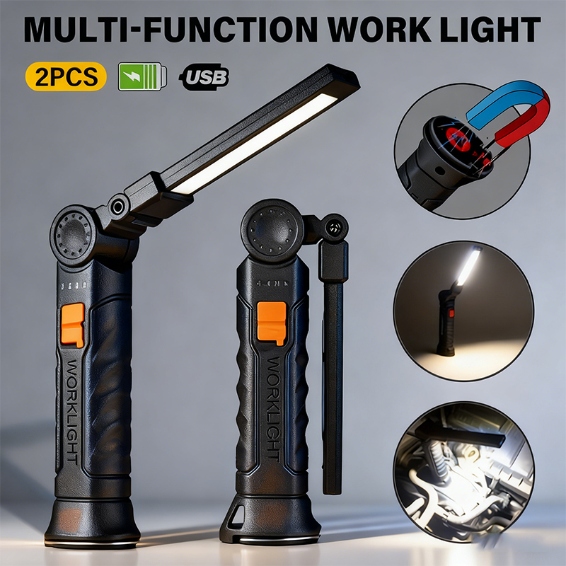 Outdoor Adventurer - Tragbare COB-LED-Taschenlampe, USB wiederaufladbar, Arbeitsleuchte, magnetische