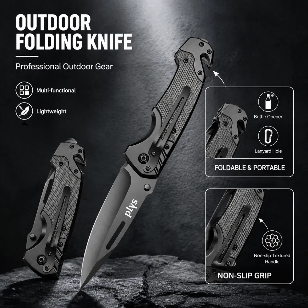 Survival Knife Full Tang - Praktisches, scharfes Überlebensmesser, multifunktionales Klappmesser, Outdoor-Camping-Wander-Überlebensmesser,
