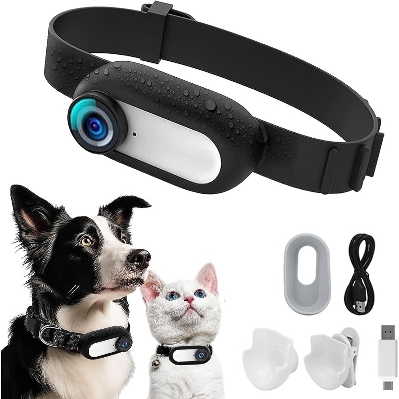 Outdoor Adventure Video - Haustierhalsbandkamera – wasserdichte HD-Actionkamera für Katzen/Hunde,